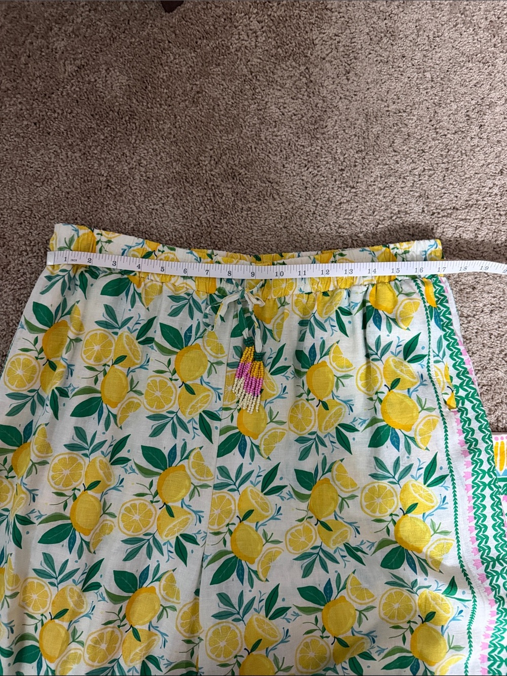 Wide Leg Lemon Print Linen Pants - Picture 5 of 5